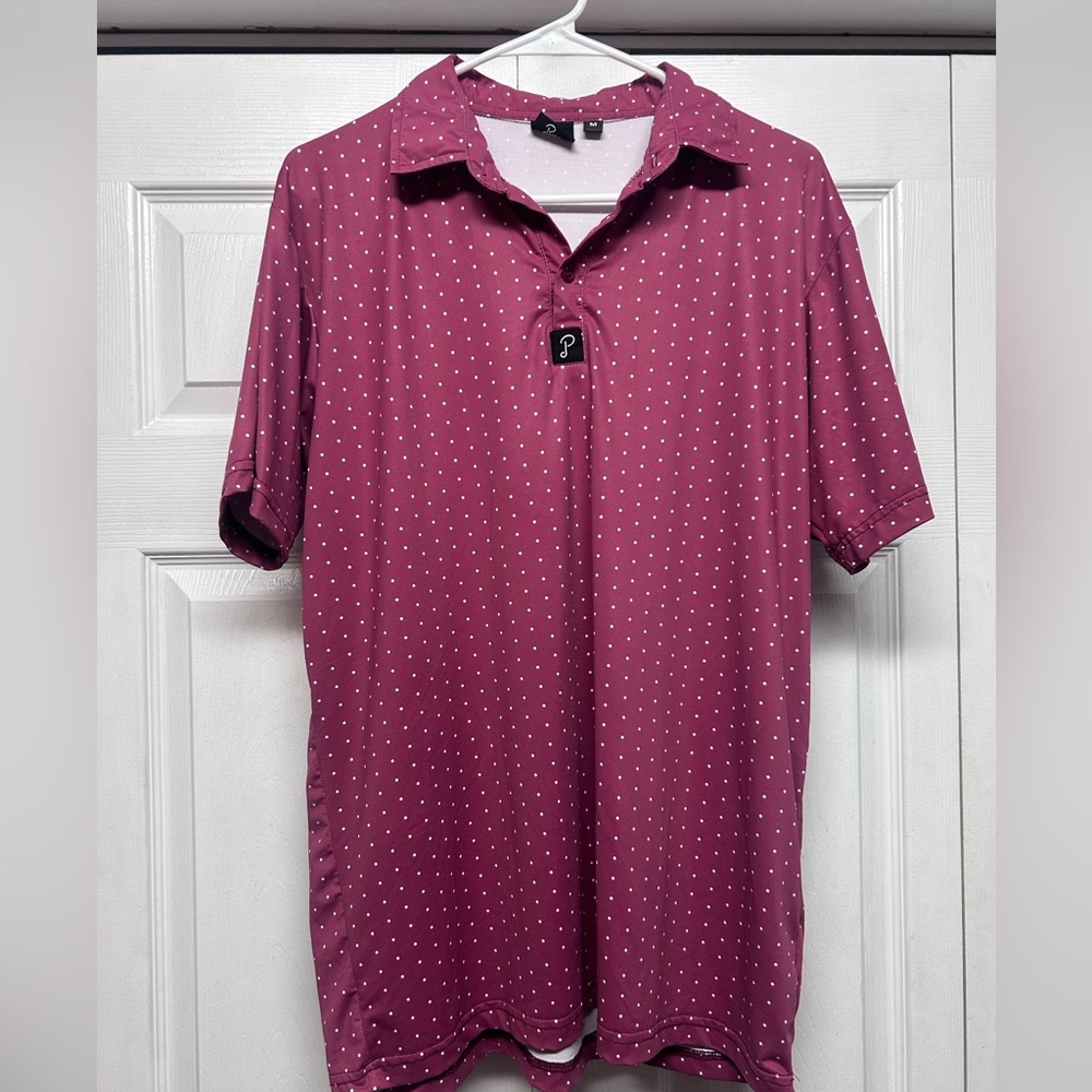 Men's Maroon Polo Shirt with White Dots
